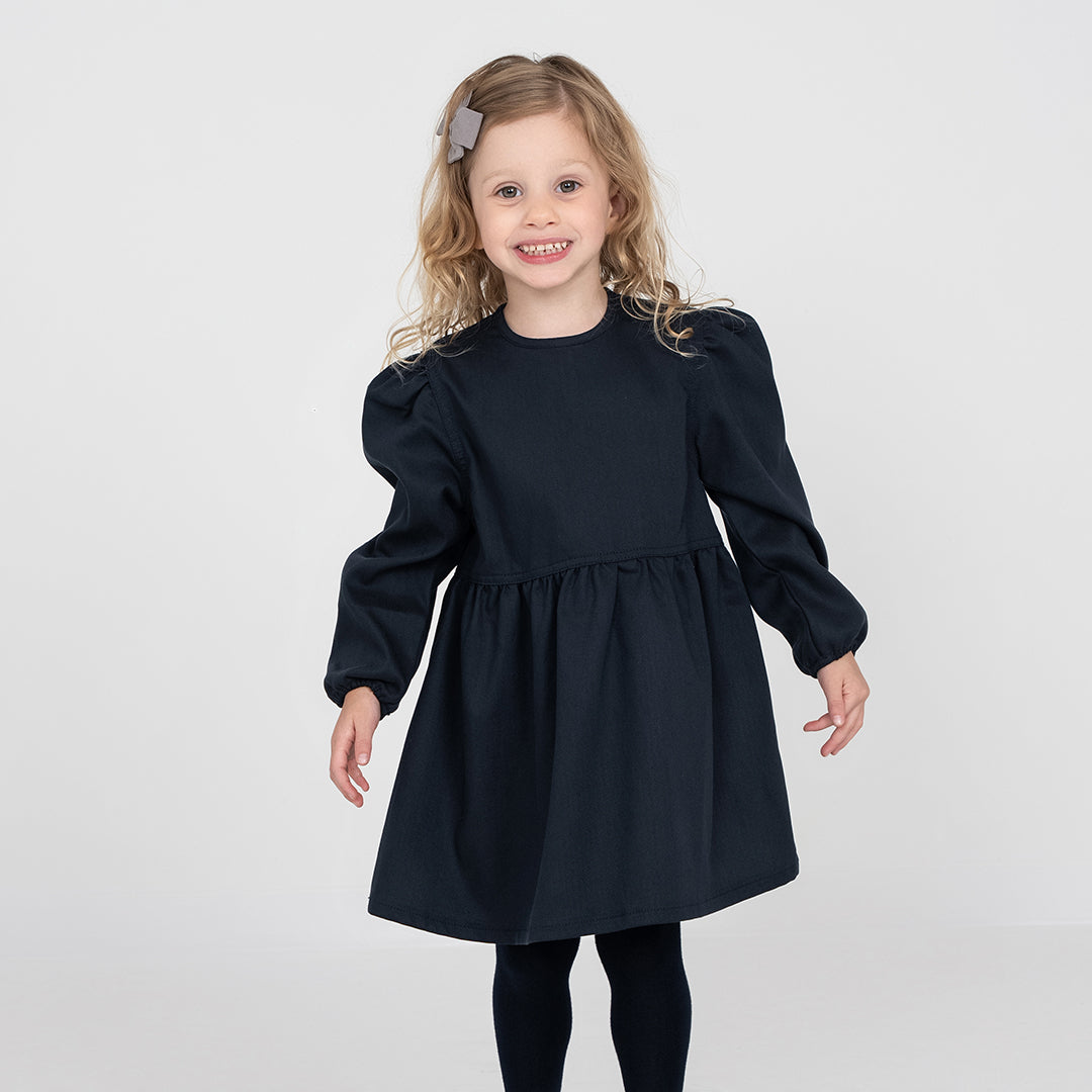 HERRINGBONE PUFF SLEEVE DRESS