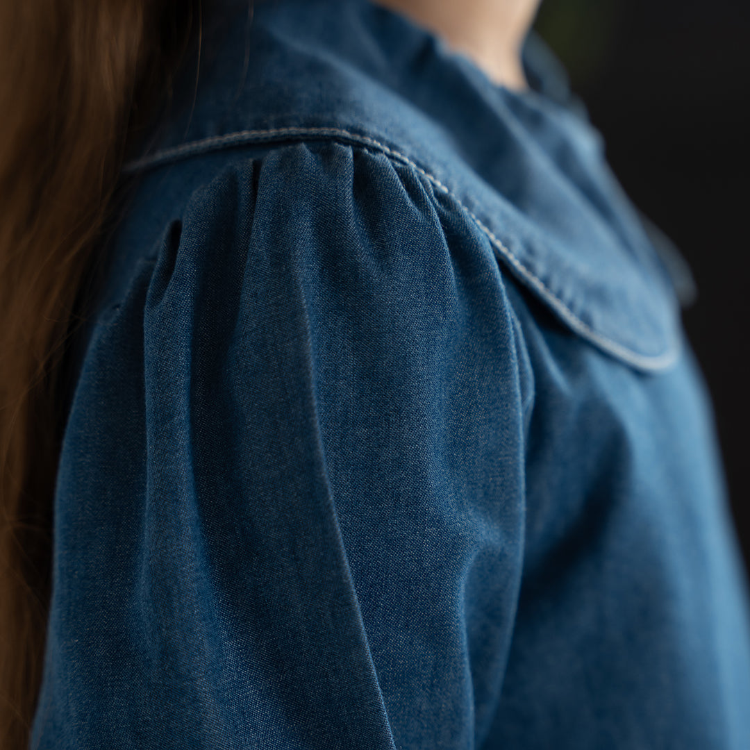 3/4 SLEEVES CHAMBRAY COLLAR DRESS