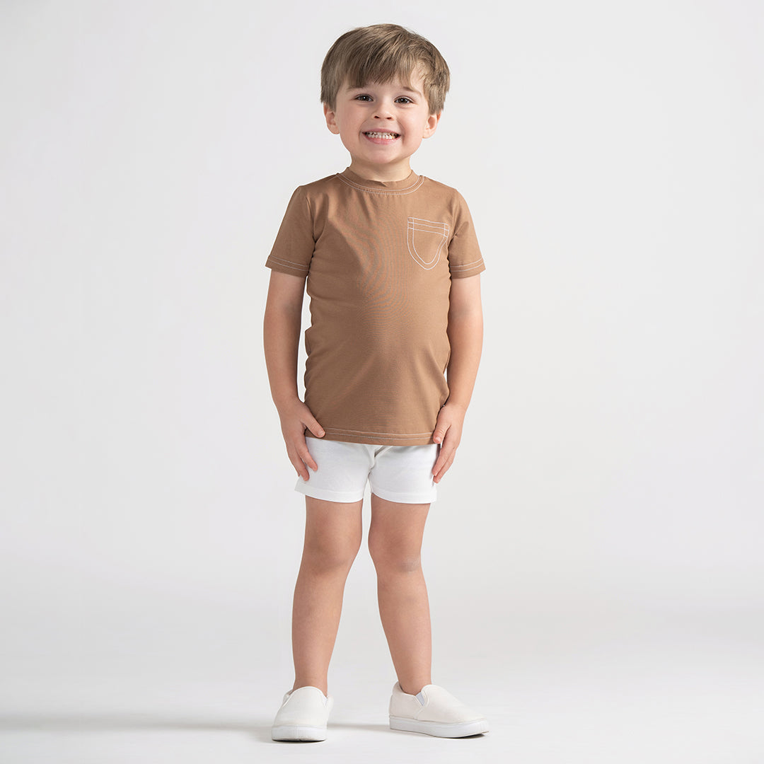 SHORT SLEEVES COLORFUL STITCHED TSHIRT