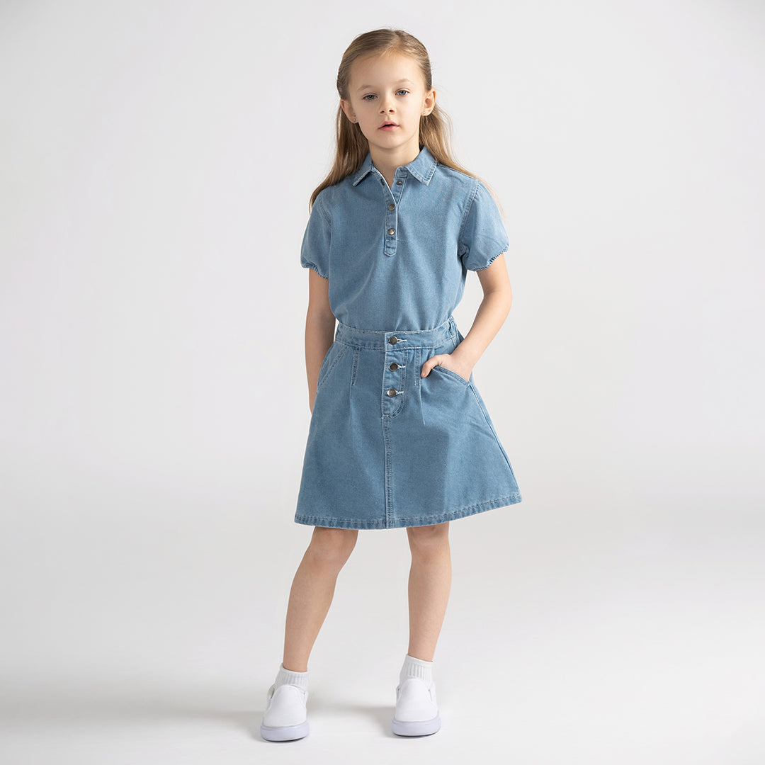 SHORT SLEEVES DENIM STITCHED SHIRT