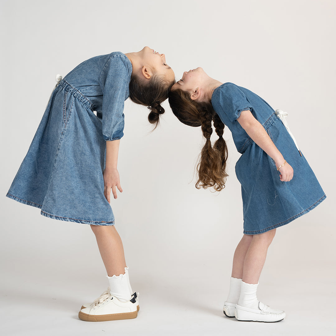 3/4 SLEEVES DRAWSTRING DRESS