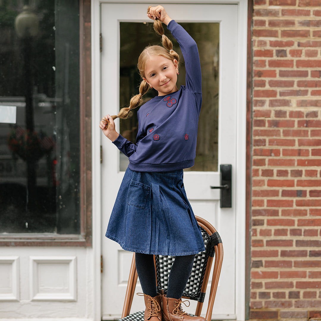 CHERRY APPLIQUE SWEATSHIRT