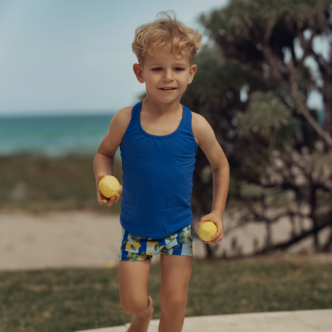 STRIPED LEMON BABY SWIM SHORTS