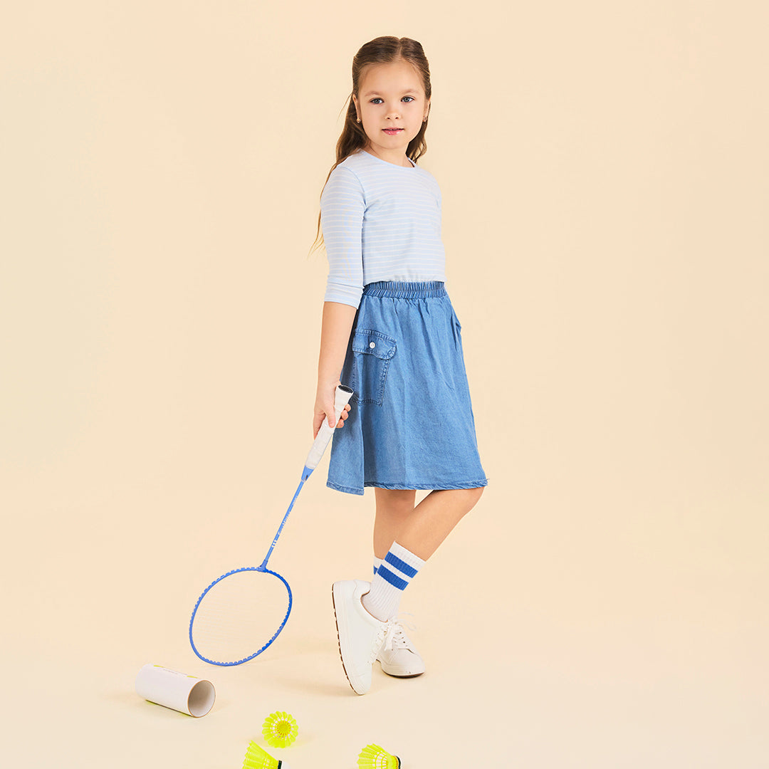 3/4 SLEEVES PASTEL STRIPED TSHIRT