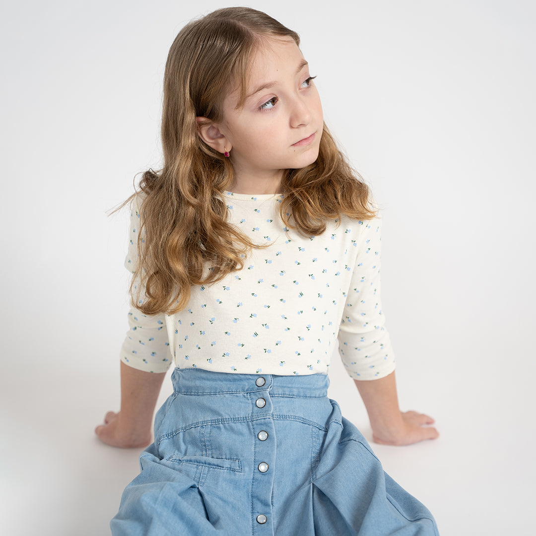 3/4 SLEEVES PETITE FLORAL TSHIRT