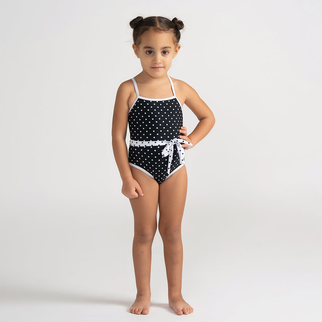 POLKA DOT BELT BATHING SUIT