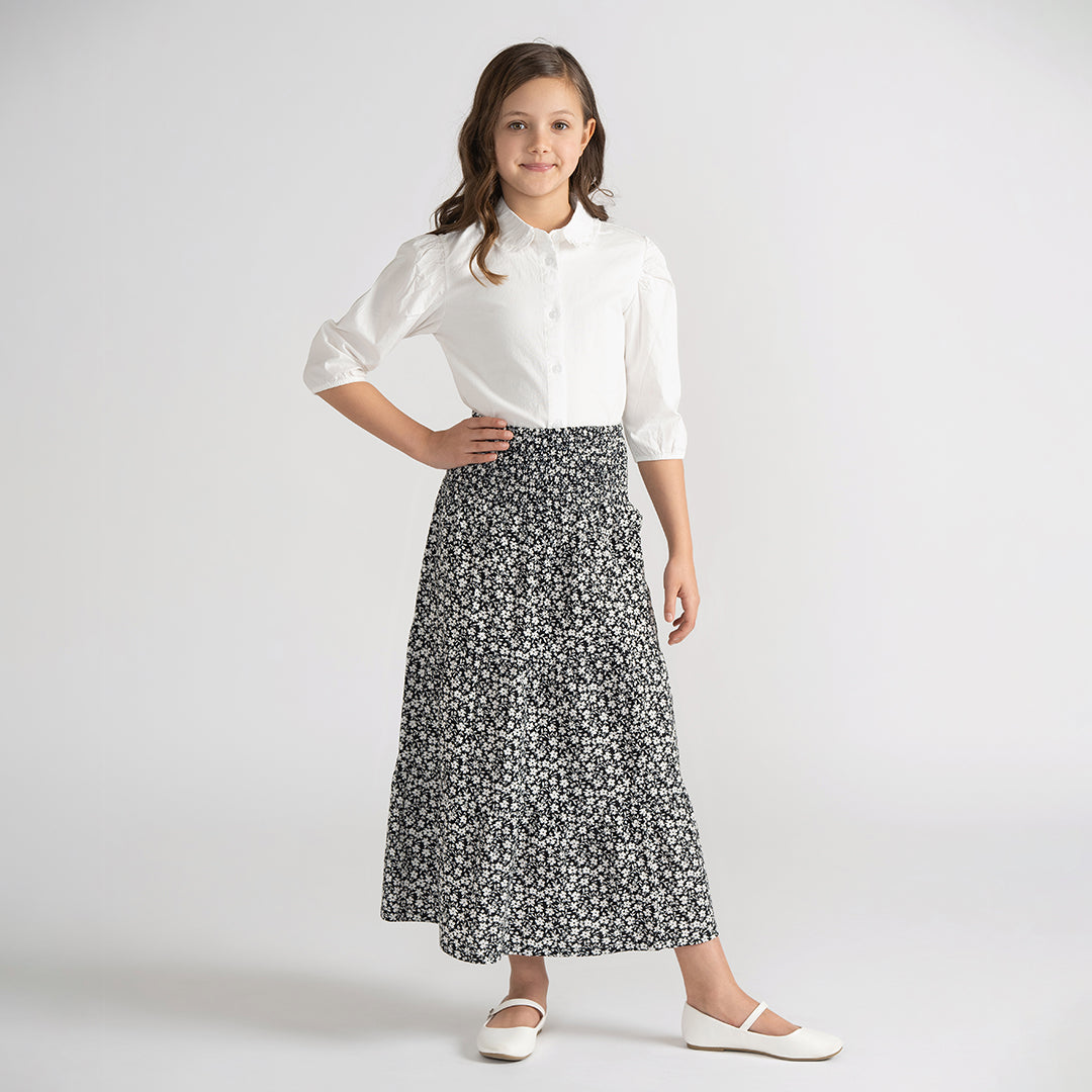 PRINTED WOVEN MAXI SKIRT