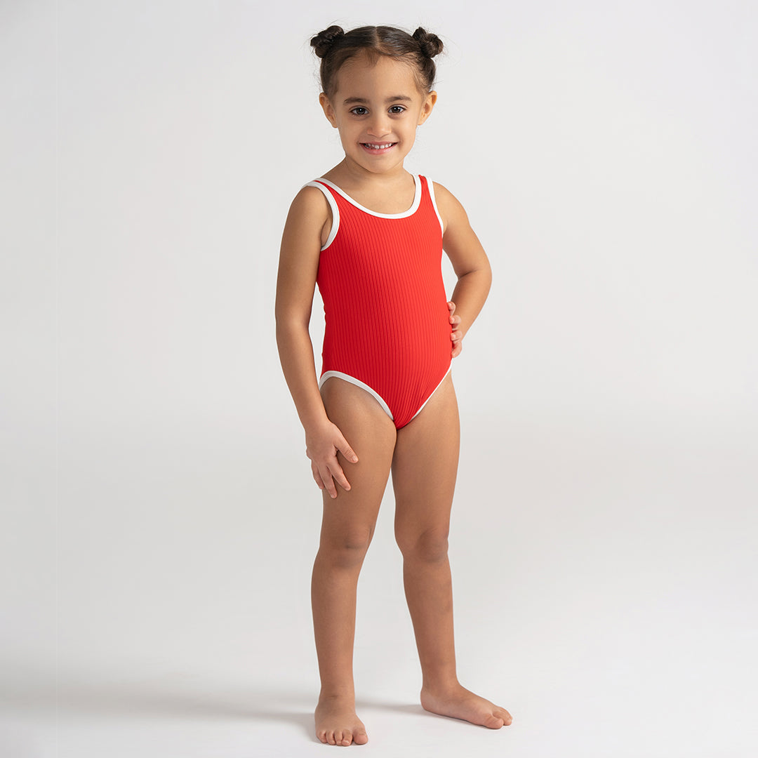 RIBBED TRIM BATHING SUIT