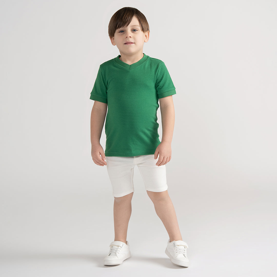 TEXTURED VNECK TSHIRT