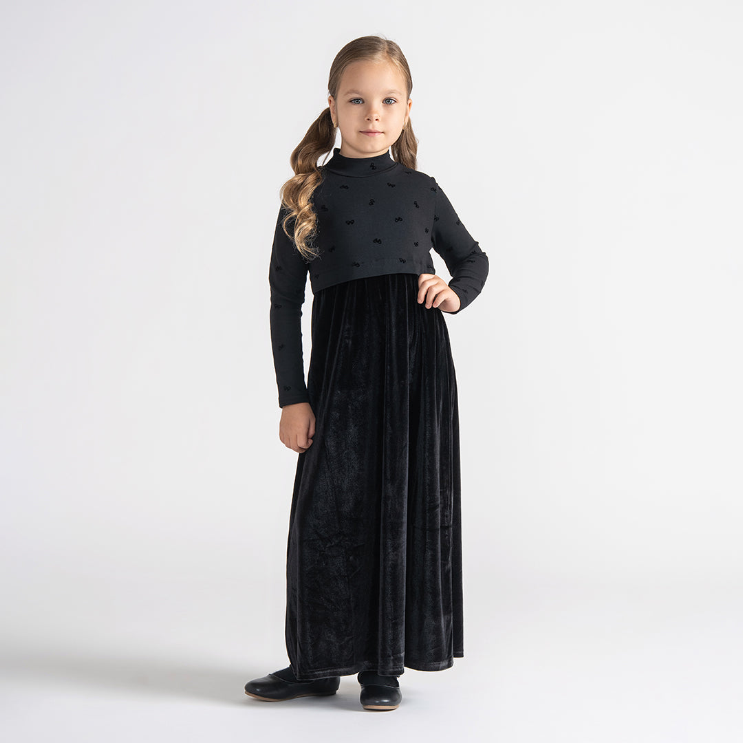 VELOUR BOW MAXI DRESS