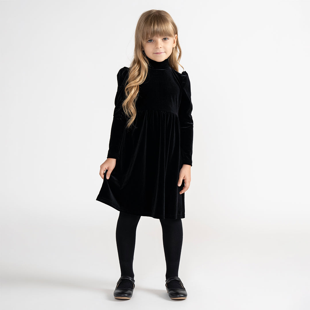 VELOUR PUFF SLEEVE DRESS