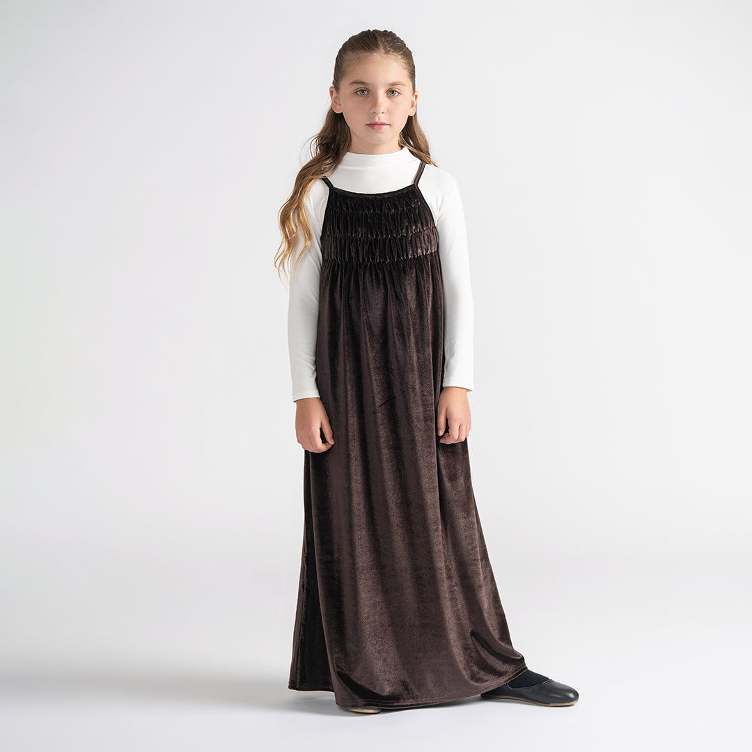 VELOUR SMOCKED MAXI JUMPER