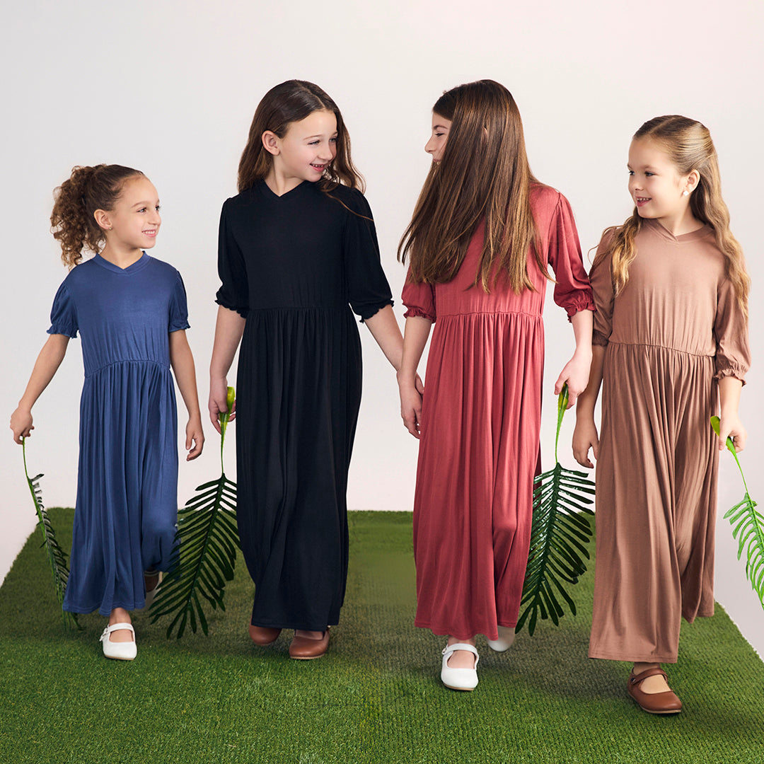 3/4 SLEEVES VNECK MAXI DRESS