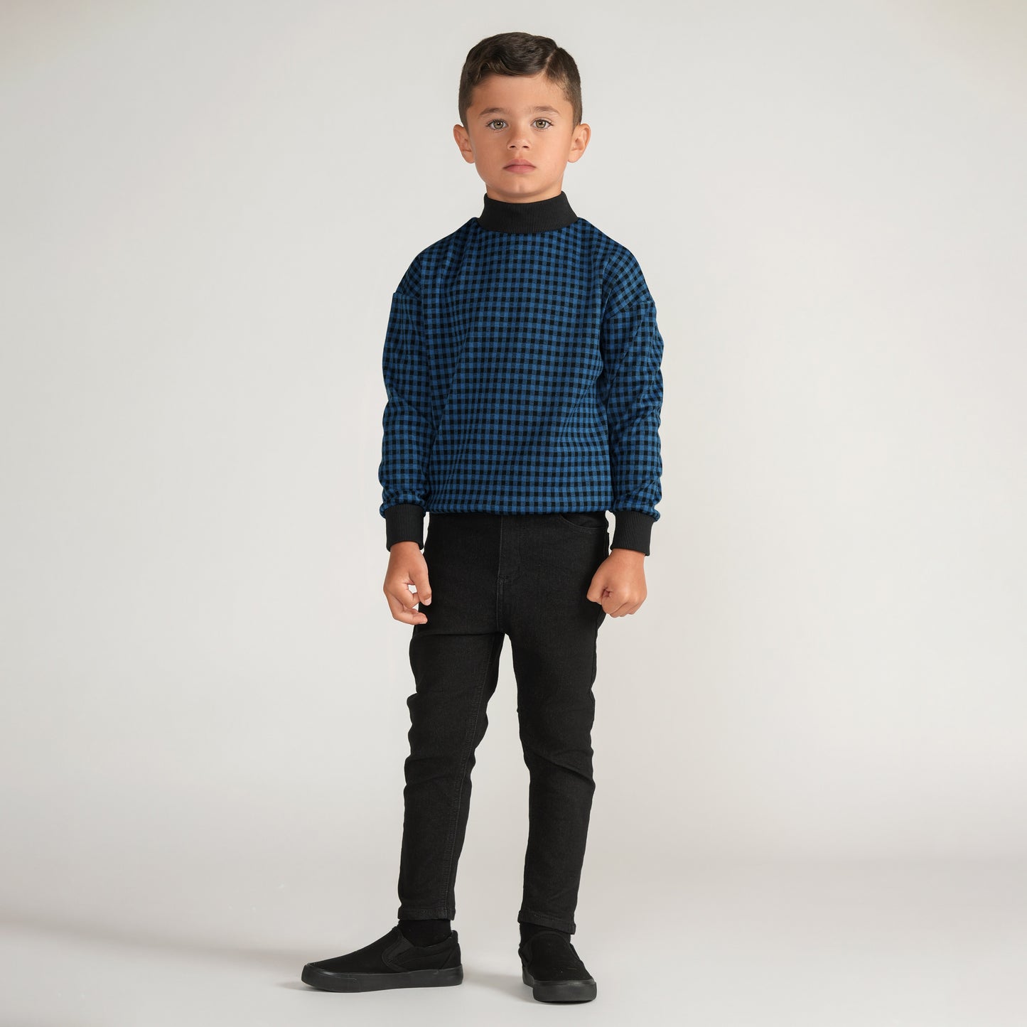 CHECKED TURTLENECK TOP