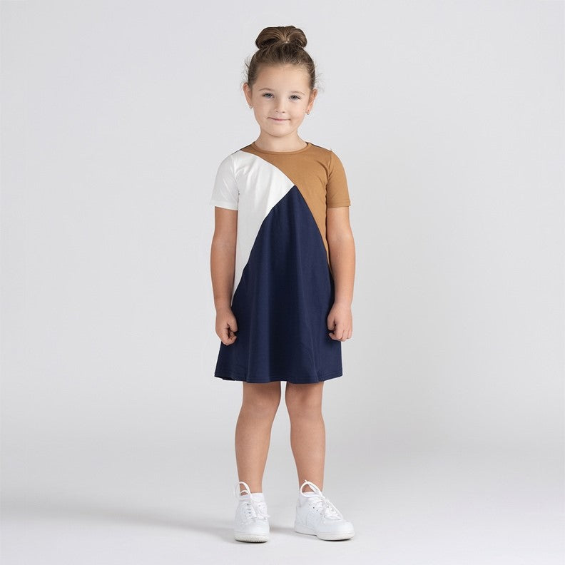 SHORT SLEEVES COLORBLOCK DRESS