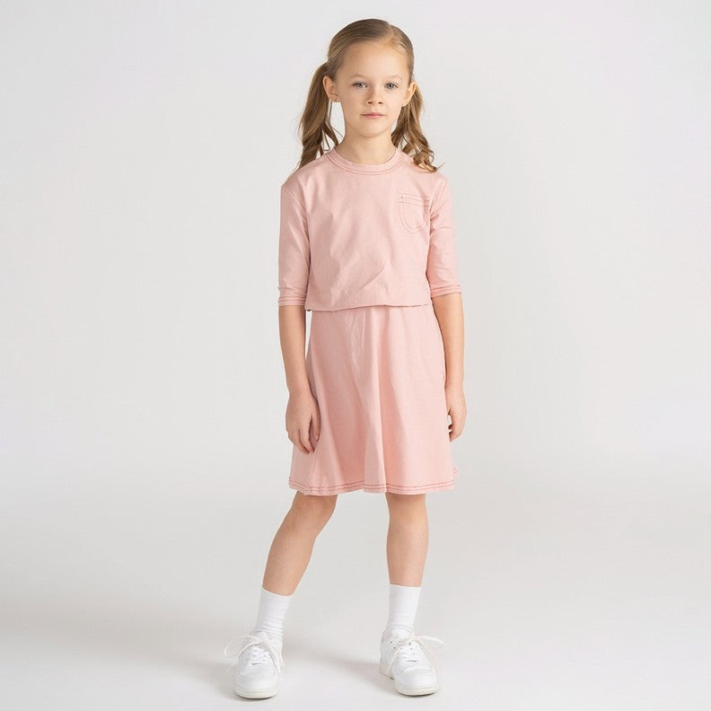 3/4 SLEEVES COLORFUL STITCHED DRESS