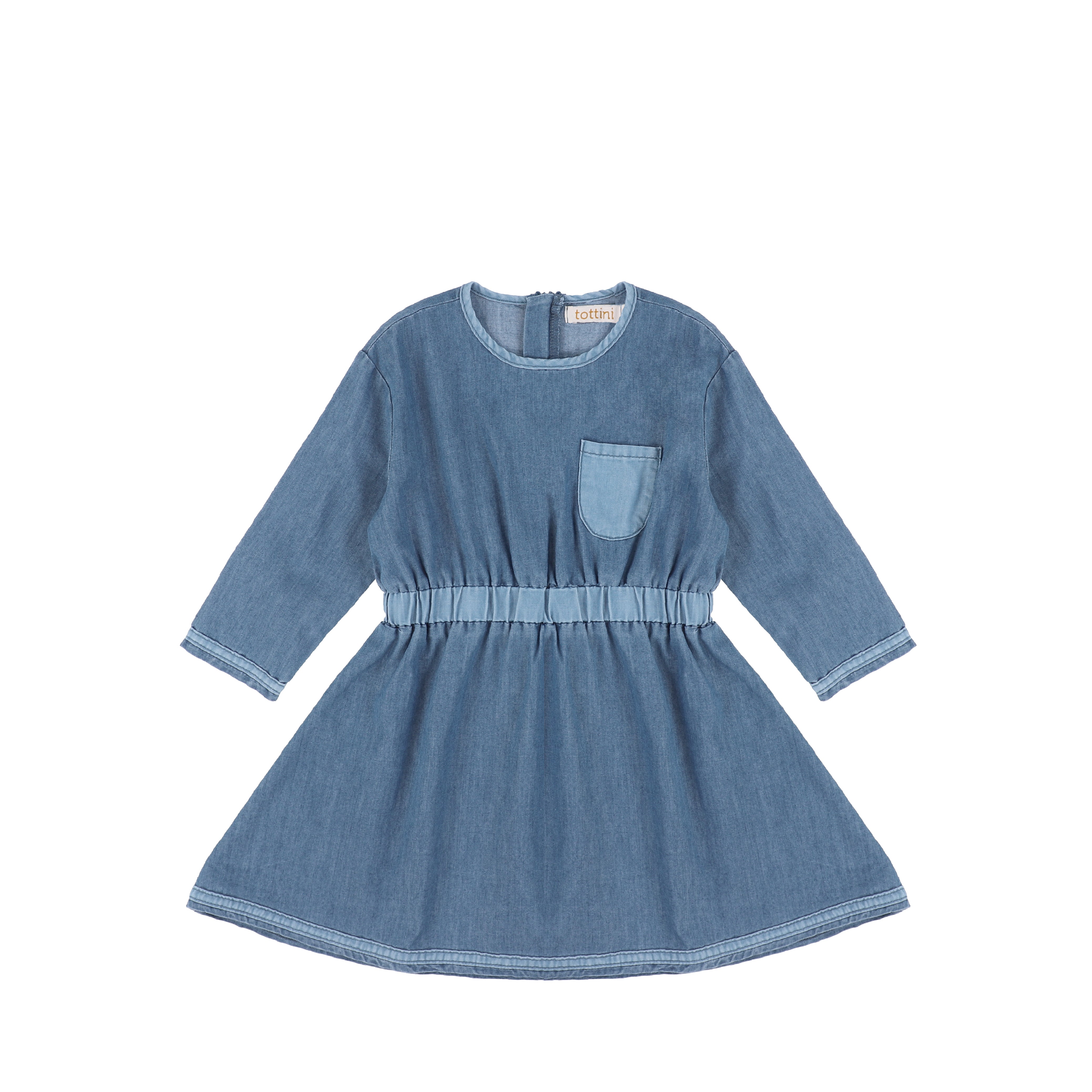 3/4 Sleeves Denim Colorblock Dress Blue / 3 3/4 Sleeves Denim Colorblock Dress Blue / 3