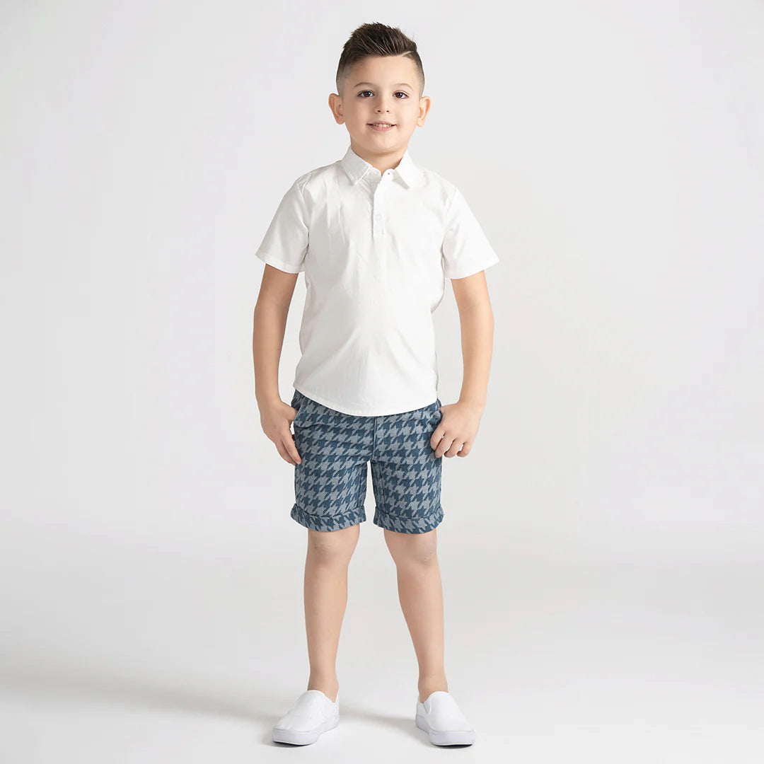 DENIM HOUNDSTOOTH SHORTS