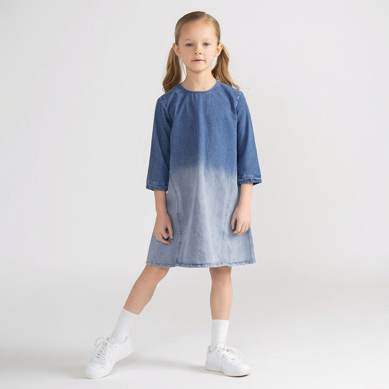 3/4 SLEEVES DENIM OMBRE DRESS