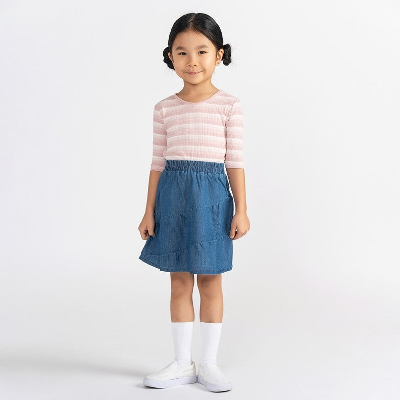 3/4 SLEEVES OMBRE STRIPE TSHIRT