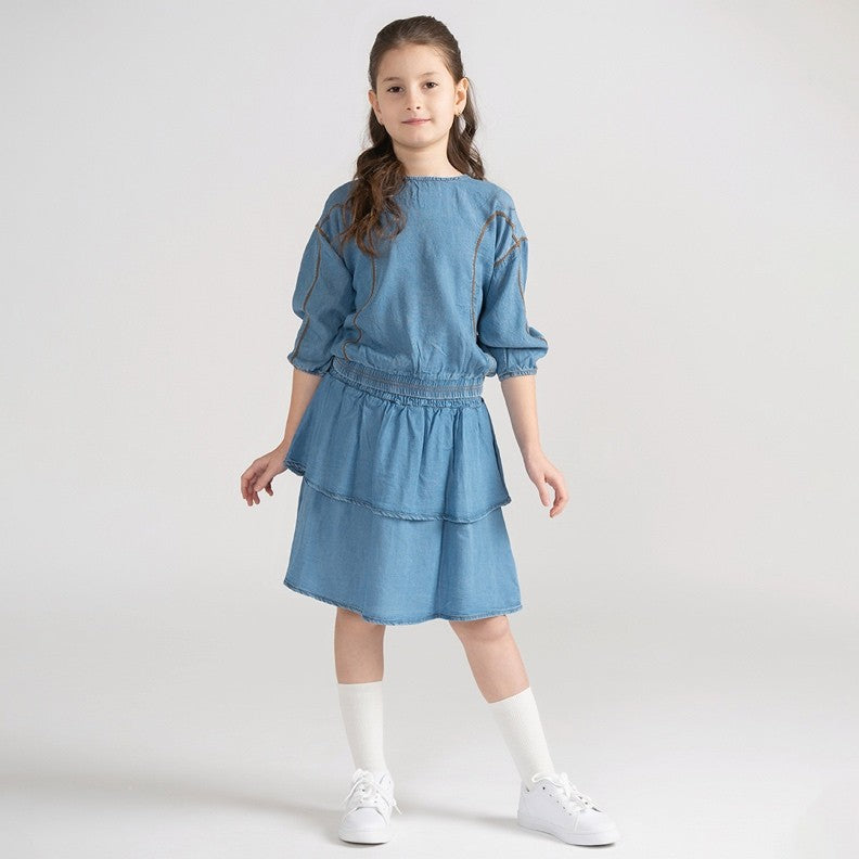 3/4 SLEEVES DENIM TENCEL TOP