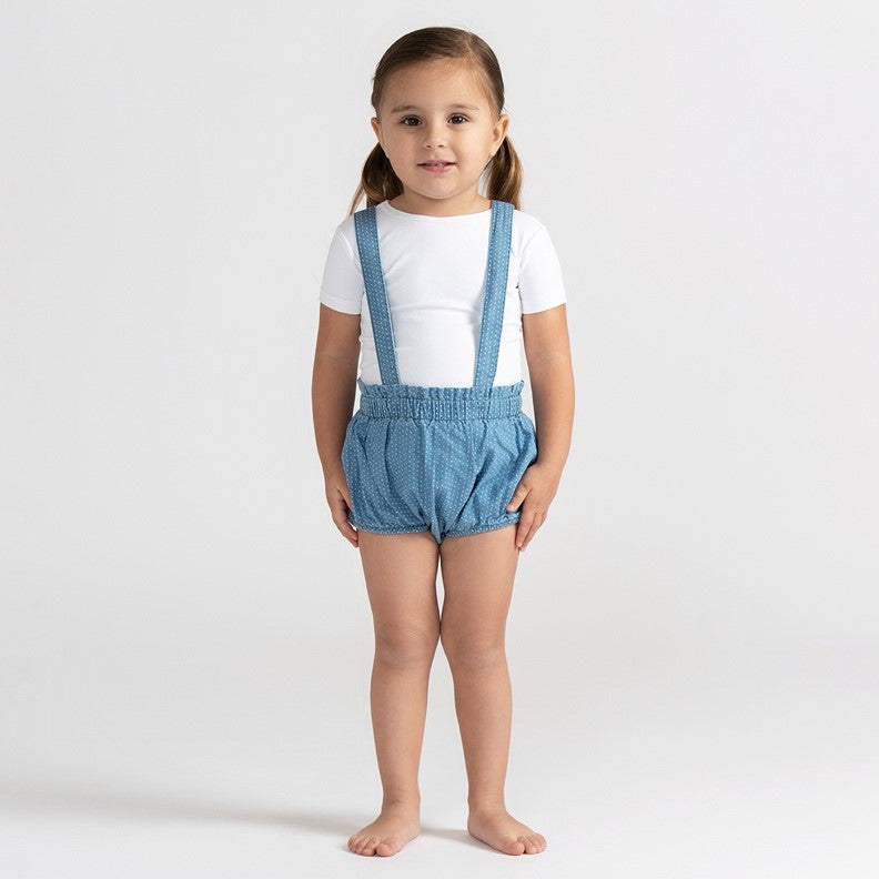 DENIM X PRINT SUSPENDER BLOOMER