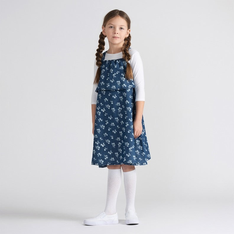 DENIM FLOWER RUFFLE JUMPER