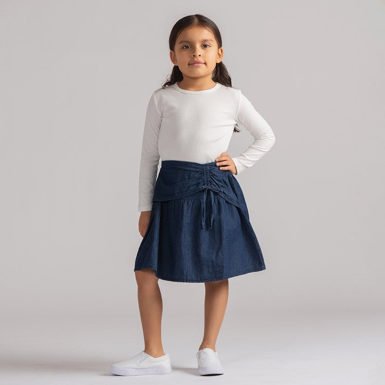 DENIM PULL STRING SKIRT