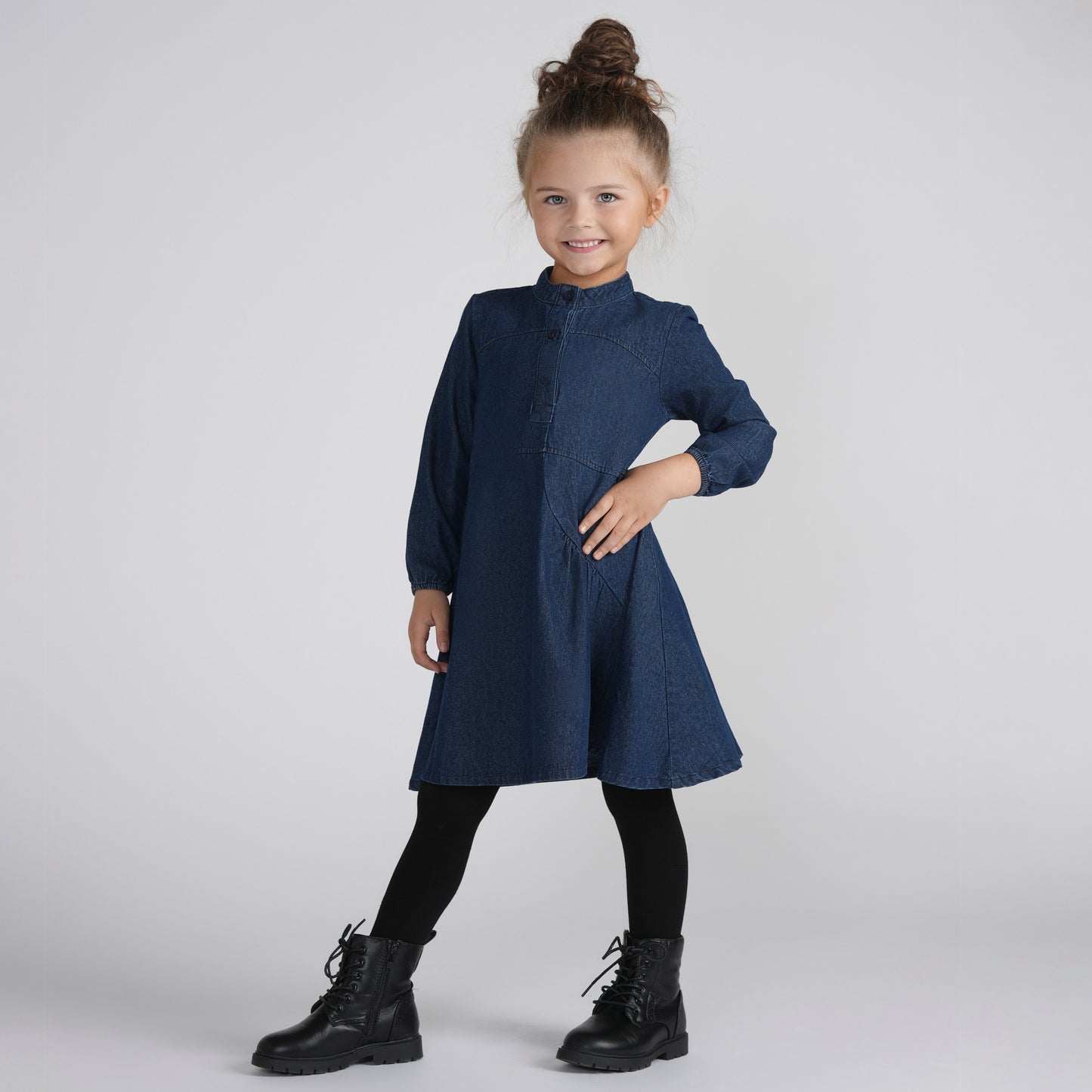 DENIM SEAM BUTTON DRESS