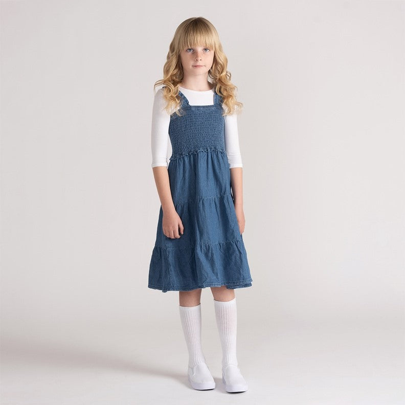 DENIM SMOCKED JUMPER