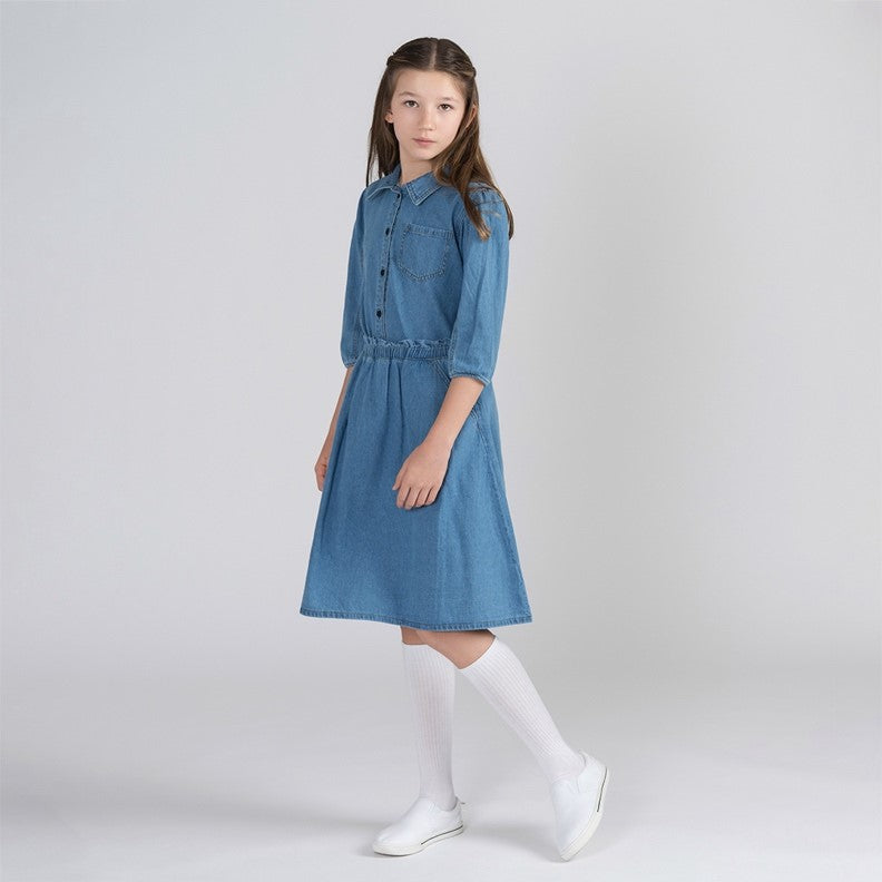 3/4 SLEEVES DENIM STITCHED BLOUSE