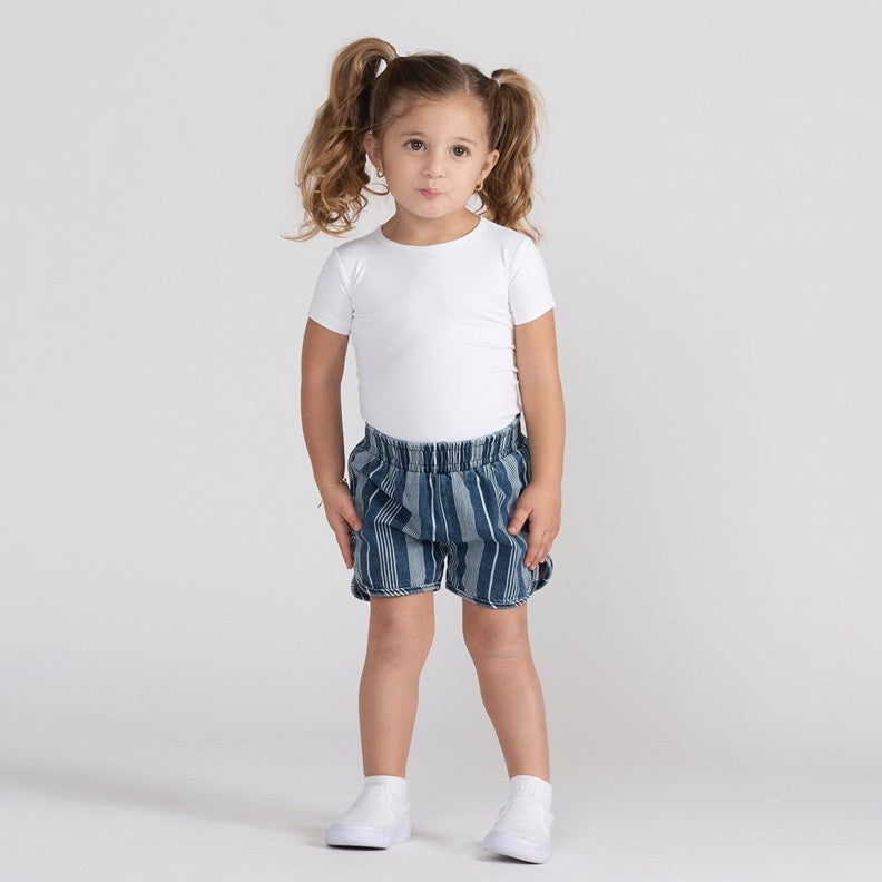 DENIM STRIPED SHORTS