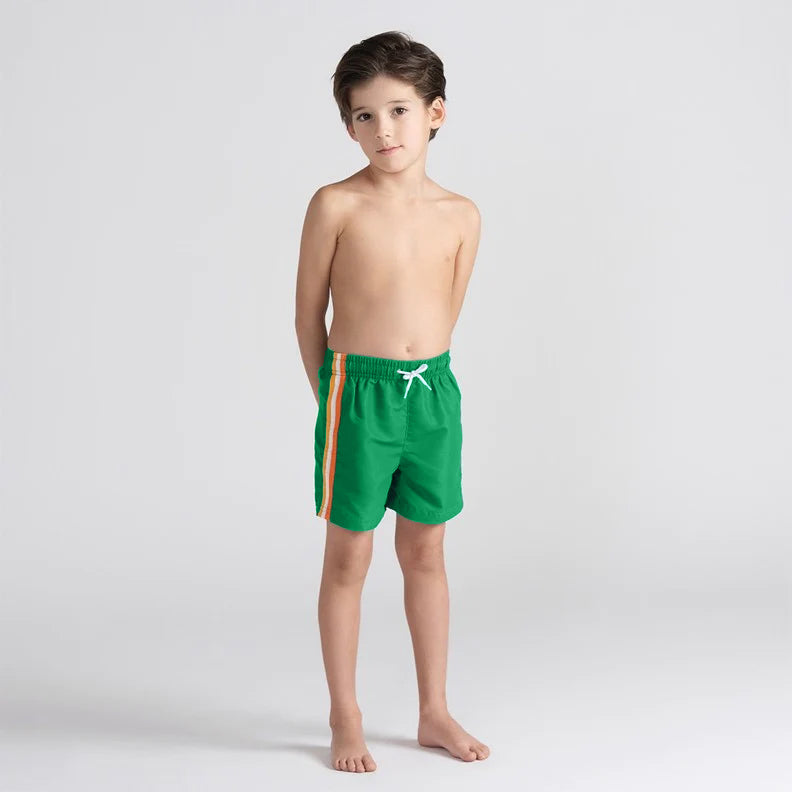 GREEN SIDE STRIPE SWIM SHORTS
