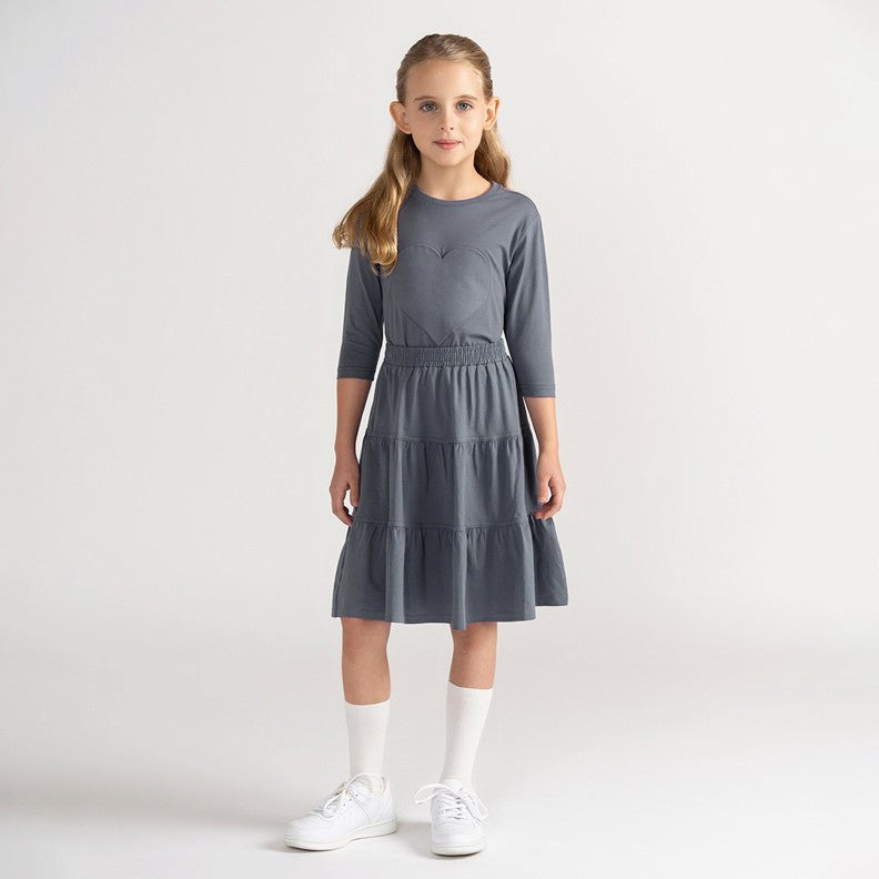 3/4 SLEEVES HEART EMBOSSED TSHIRT