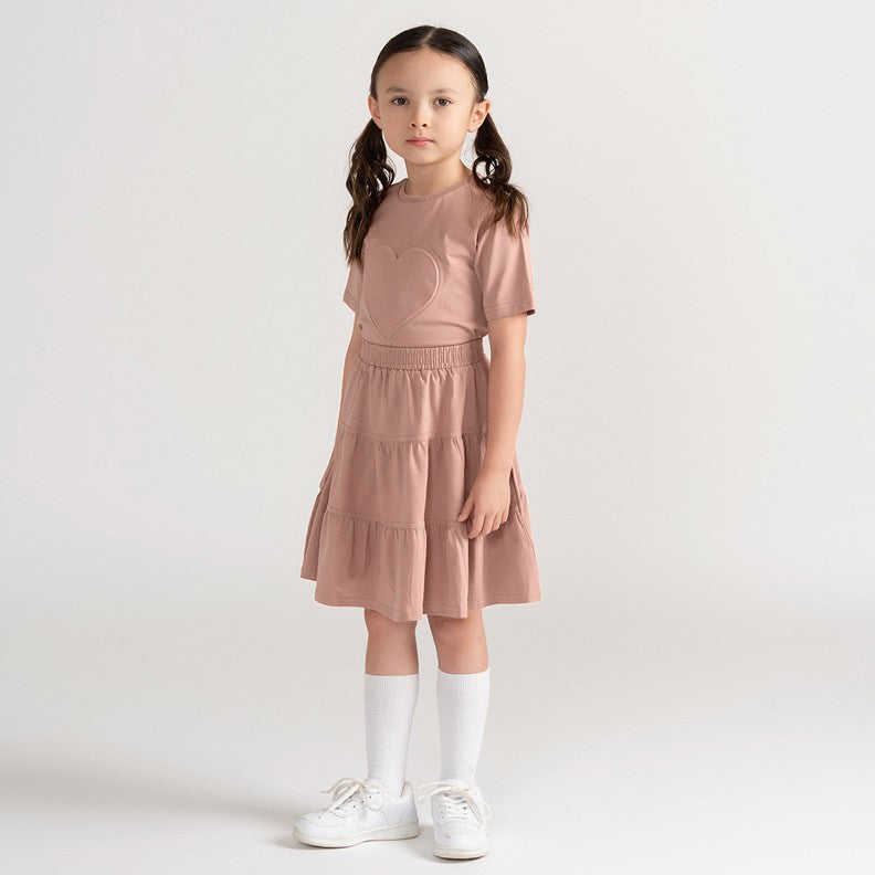 SHORT SLEEVES HEART EMBOSSED TSHIRT