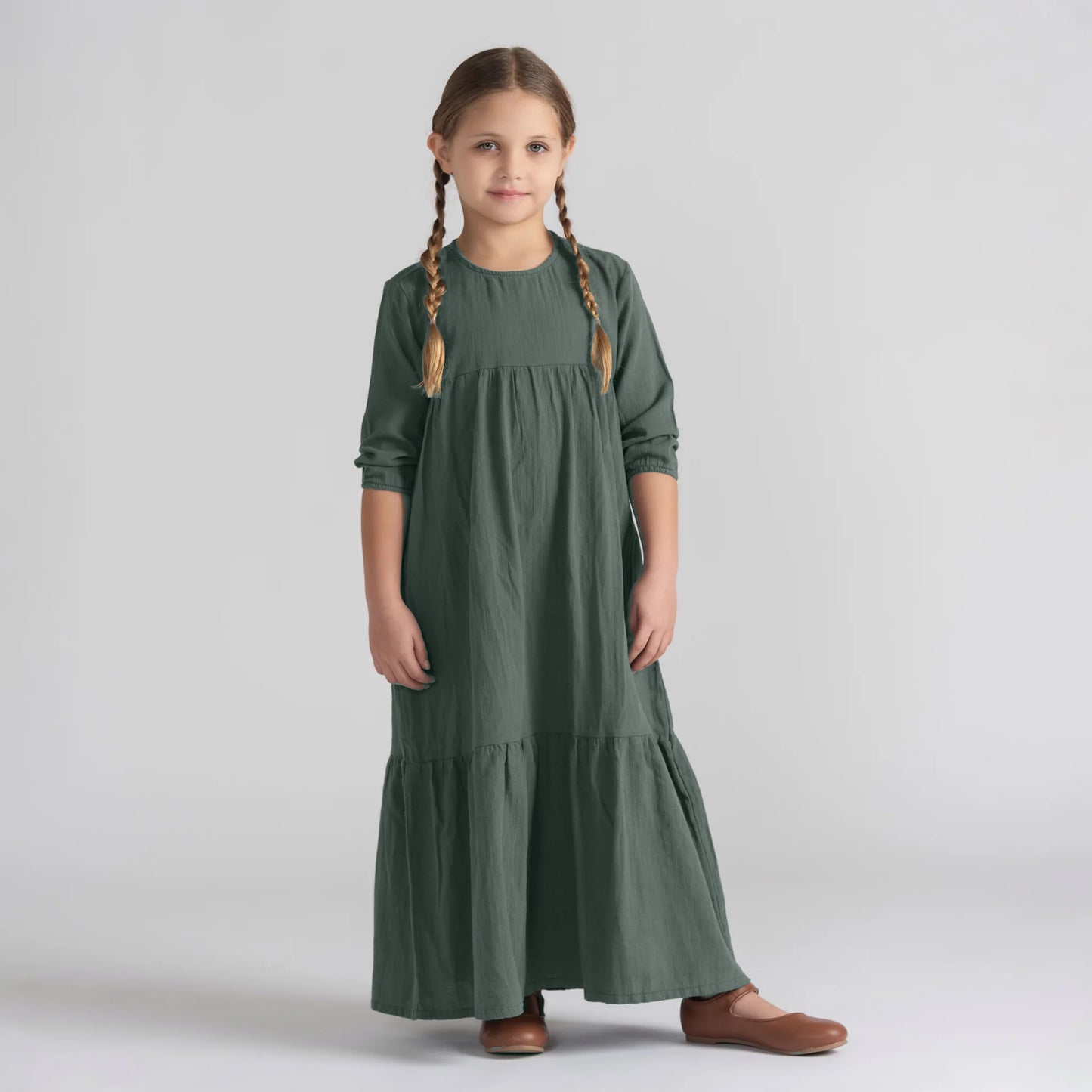 3/4 SLEEVES WOVEN MAXI DRESS