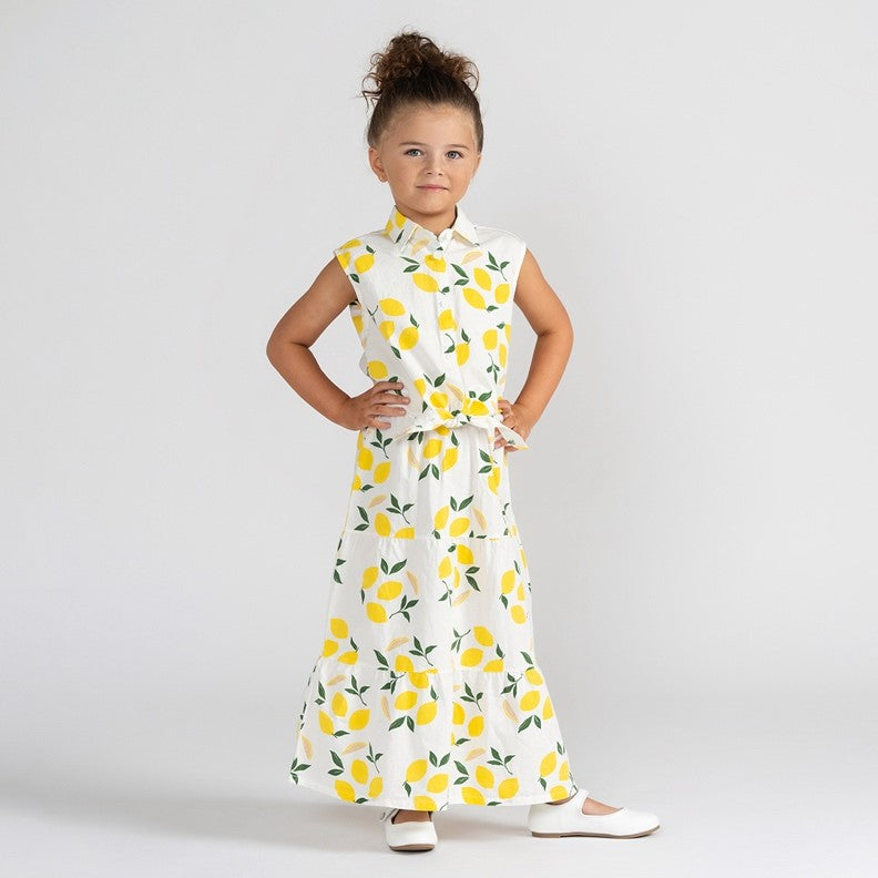 LEMON PRINTED MAXI SKIRT