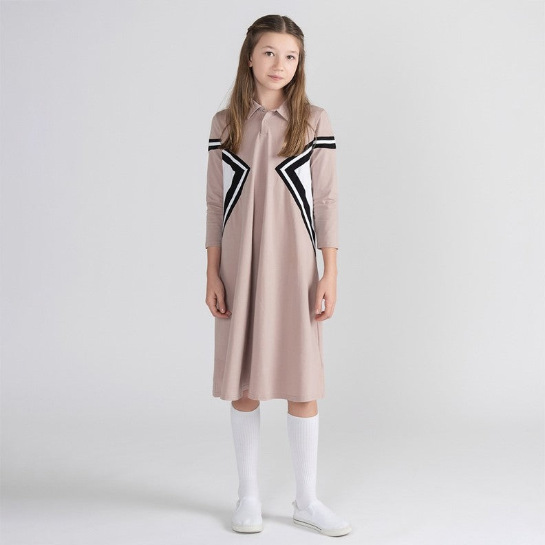 3/4 SLEEVES LINE POLO DRESS