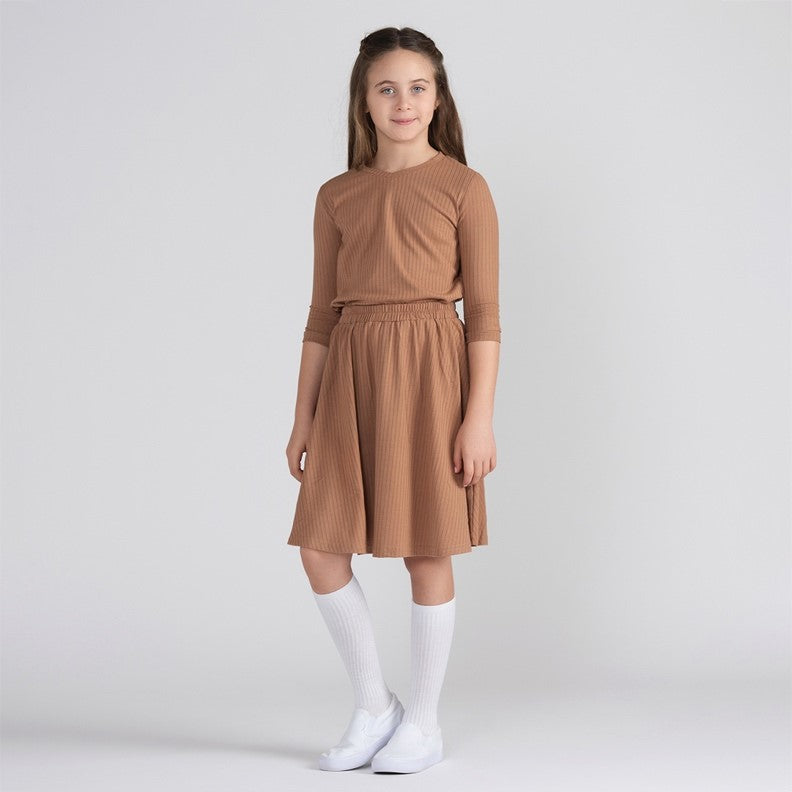 3/4 SLEEVES DOT RIBBED TEE