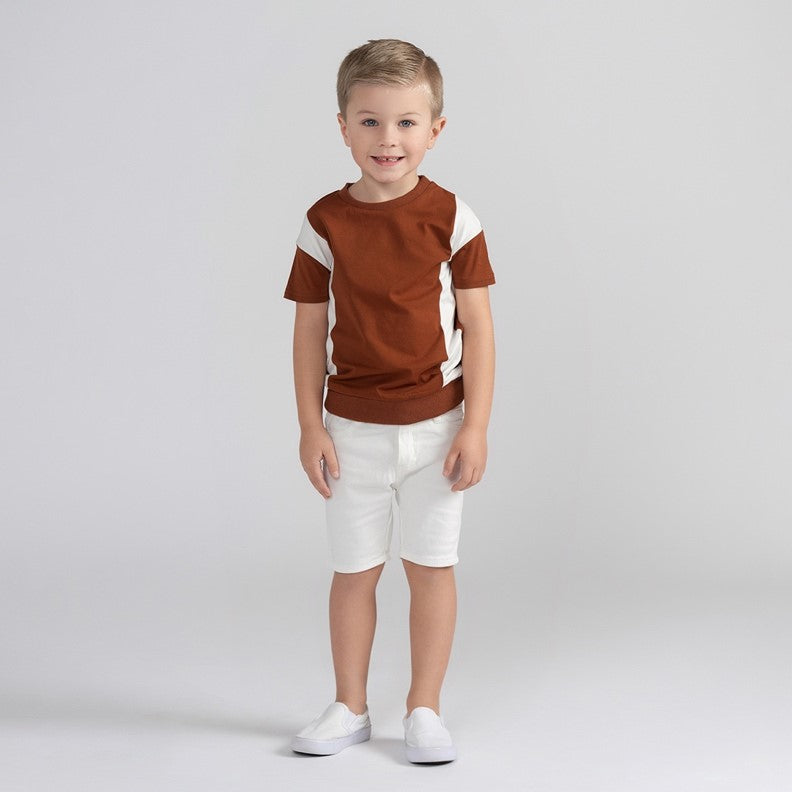 SHORT SLEEVES COLORBLOCK PANEL TSHIRT