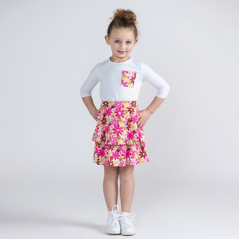 3/4 SLEEVES FLORAL POCKET TEE