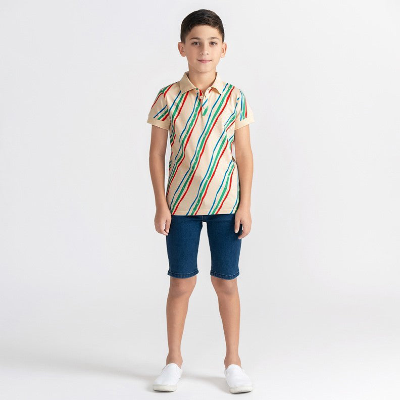 PRINTED STRIPED POLO