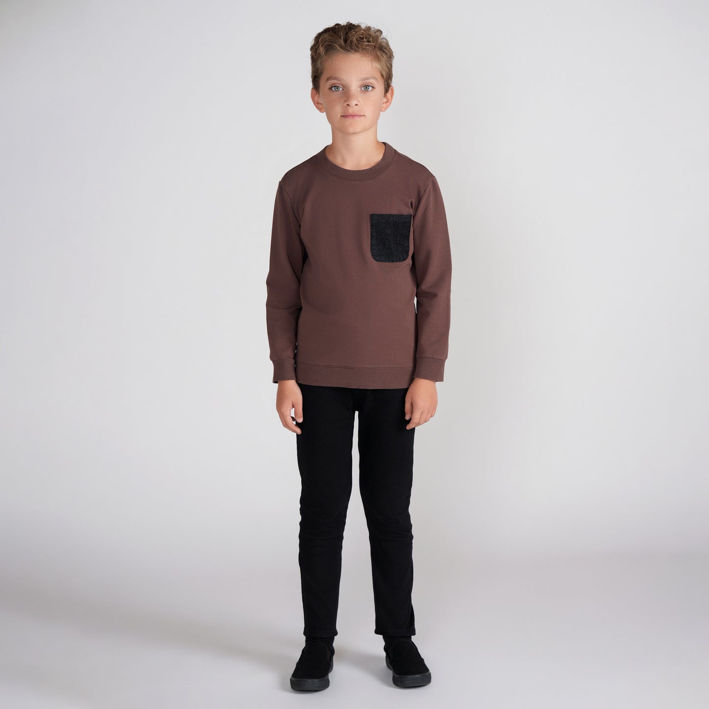 DENIM POCKET SWEATSHIRT