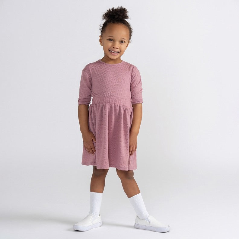 3/4 SLEEVES RAISED TEXTURED DRESS