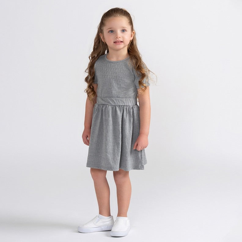 SHORT SLEEVES RAISED TEXTURED DRESS