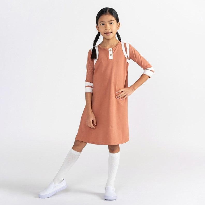 3/4 SLEEVES RAW EDGE DRESS