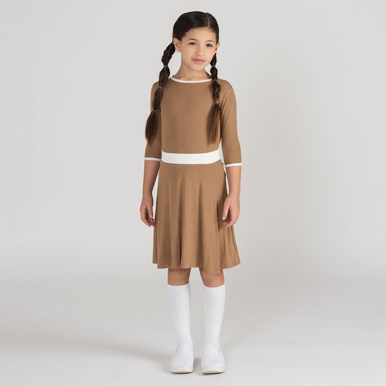 3/4 SLEEVES RIBBED TRIM TSHIRT