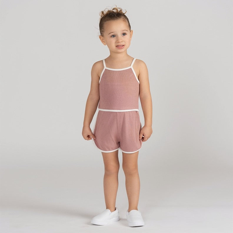 RIBBED TRIM ROMPER