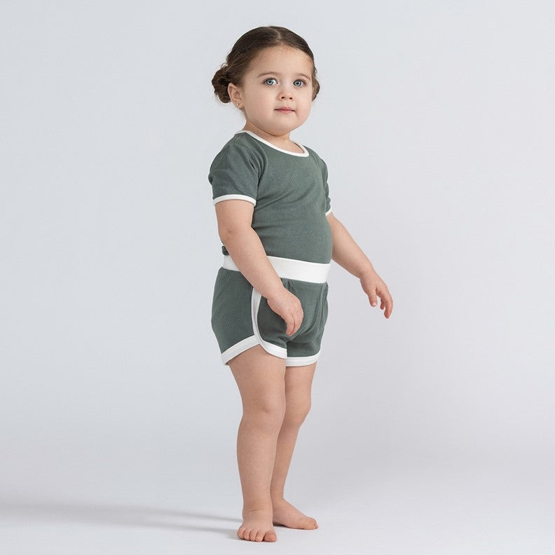 RIBBED TRIM TRACK SHORTS