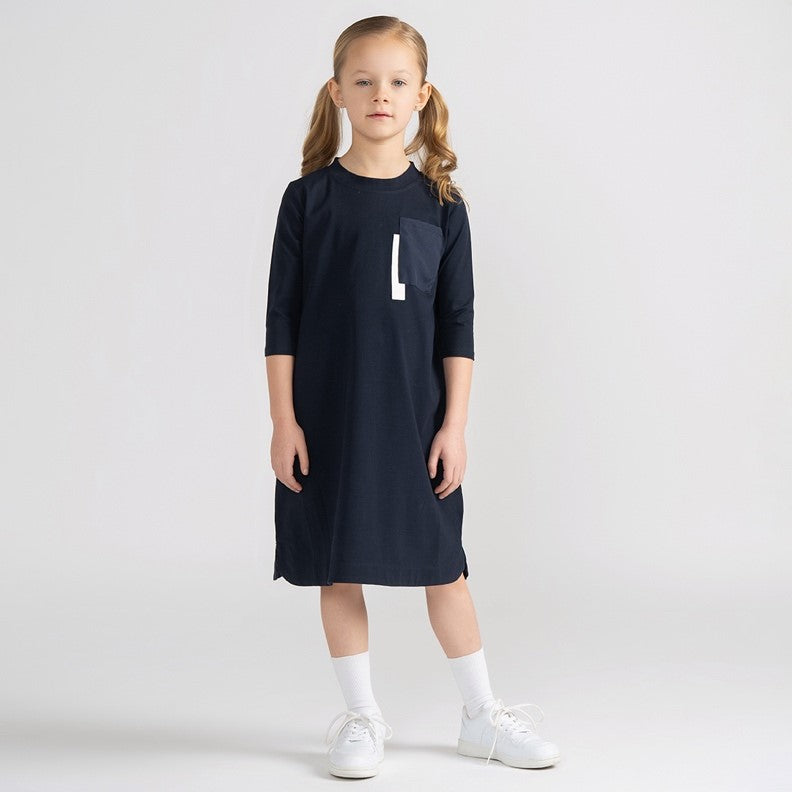 3/4 SLEEVES ROUNDED EDGE DRESS